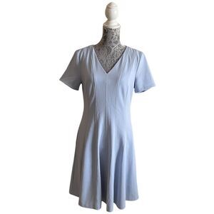 Donna Karan New York Pleated Short Sleeve Dress Sky Blue Size 8